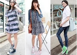 Mix trang phục đủ kiểu với giày converse