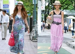 Teen Nhật đang rất "bồ kết" style váy maxi + mũ phớt