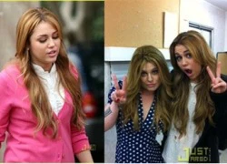 Miley Cyrus "nổi bần bật" với style "hồng choé" trên phim trường