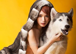 Trà My Idol thả rông ngực bên cún Husky