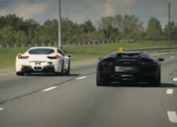 Video Lamborghini Aventador 'rượt đuổi' Ferrari 458 Italia