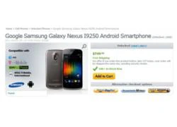 Bản Galaxy Nexus 16 GB mở khoá có giá 750 USD tại Mỹ