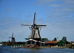 Cận cảnh làng cối xay gió Zaanse Schans ở Hà Lan