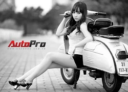 Thiếu nữ Việt cùng Vespa Sprint dịu dàng trong ảnh đen trắng