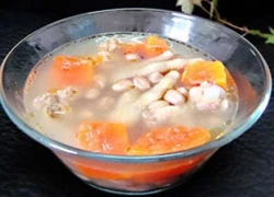 [Chế biến]-Canh bí đỏ hầm chân gà, sung