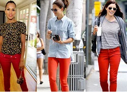 Cách diện quần jeans đỏ