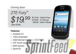 Sprint chính thức trình làng smartphone ZTE Fury