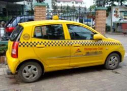 Cướp được xe taxi, lái đâm vào cột điện làm xe bốc cháy