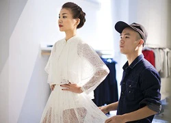 Thanh Hằng rạng ngời thử váy áo Elle Show