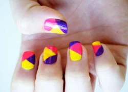 Vẽ nail color block chơi thu