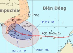 Áp thấp có thể mạnh thành bão khi tiến gần Nam Bộ