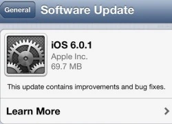 Apple phát hành iOS 6.0.1 sửa một số lỗi trên iPhone 5