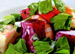 [Chế biến] - Salad thanh long đỏ tôm, sò điệp