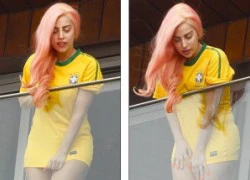 Lady Gaga biến áo đội Brazil thành váy ngắn gợi cảm