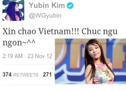 Yubin (Wonder Girls) lên twitter chúc fan Việt ngủ ngon