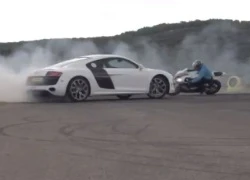 Audi R8 và BMW S1000RR trình diễn Gymkhana