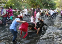 Triều cường lên đỉnh, người Sài Gòn "bơi" trong nước