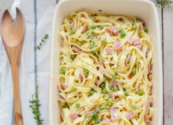 [Chế biến] &#8211; Pasta jambon sốt kem