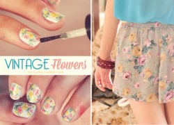 Nail hoa vintage xinh xinh