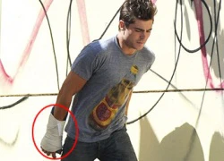 Zac Efron bị thương bó bột vẫn trở lại trường quay