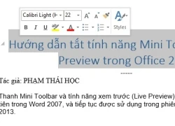 Hướng dẫn tắt tính năng Mini Toolbar và Live Preview trong Word 2013