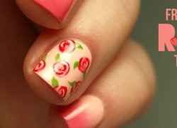 Tự làm nail hình hoa hồng dễ thương