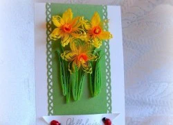 Tự làm thiệp nổi hoa thủy tiên quilling tuyệt đẹp