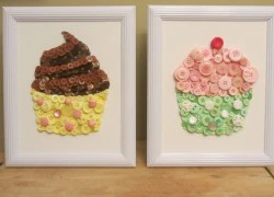 Trang trí nhà với tranh cupcake làm từ cúc áo