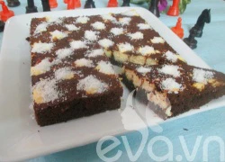 [Chế biến] - Bánh brownie dừa hình bàn cờ