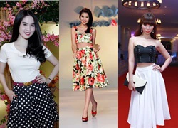 Mix chân váy xòe dạo phố sang như 'sao' Việt