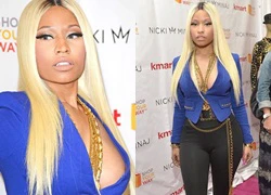 Nicki Minaj lộ vòng 1 vì quên áo ngực