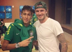 Neymar, David Luiz tí tởn chụp hình cùng Beckham