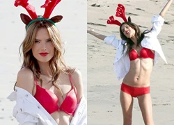 Alessandra Ambrosio nóng bỏng với nội y mùa Noel