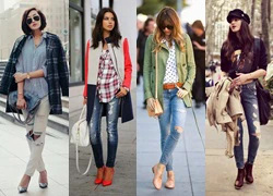 Học fashion blogger nổi tiếng mix đồ với jeans rách