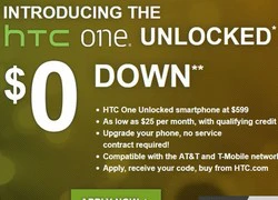 HTC bán "trả góp" HTC One với giá 0 USD ở Mỹ