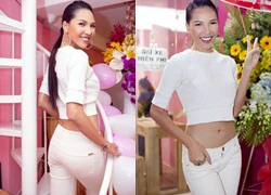 Minh Triệu diện áo crop top len lộ vòng eo phẳng lỳ