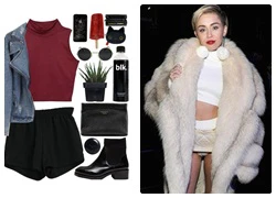 "Soi" Miley Cyrus diện crop top ngày đông