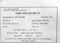 Chuyện về một liệt sĩ hy sinh 40 năm bị &#8220;lãng quên&#8221;