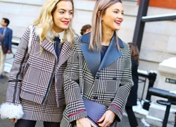 Áo khoác sáng màu và houndstooth "lên ngôi" tại street style Tuần lễ thời trang New York