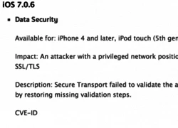 Apple tung bản cập nhật iOS 7.0.6 khắc phục lỗi bảo mật liên quan đến kết nối SSL