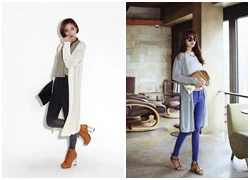 Mặc cardigan dáng dài phong cách và ấm áp ngày lạnh