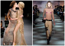 Mẫu không nội y phủ sóng catwalk Thu đông