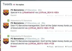 Tài khoản Twitter của Barca bị hacker "làm loạn"