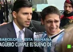 Fan Aguero khóc nức nở khi gặp thần tượng