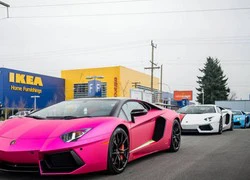 Lamborghini Aventador màu hồng nổi bần bật trên phố