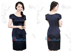 Đầm màu xanh đen tay con peplum