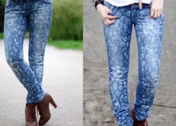 Diện quần jeans họa tiết da báo sành điệu