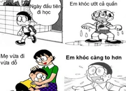 Doremon chế: Ngày đầu đi học, khóc ướt cả quần