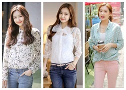 Phối quần jeans và áo sơ mi chất như cô nàng công sở