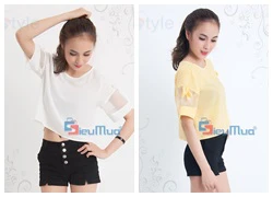 Áo crop top phối lưới